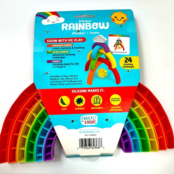 NWT Chuckle & Roar Silicone Rainbow Stacker and Game - Picture 3 of 7